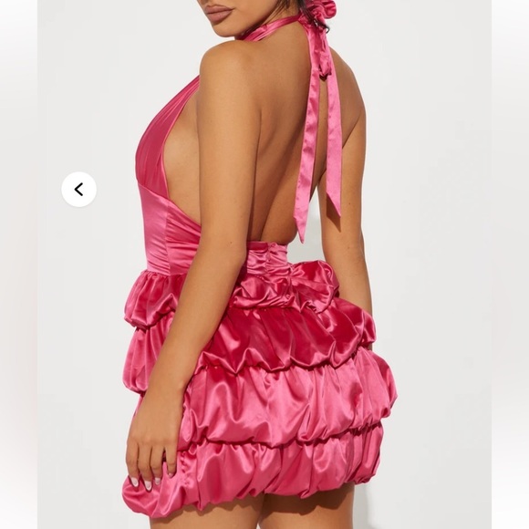 Fashion Nova Out The Gallery Satin Bubble Mini Dress Pink Bubble party prom Y2K - Picture 4 of 9